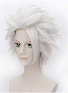 Morvally Ursula Wig Silver Grey Anime Short Layered Cosplay Costume Halloween Wig for Adult and Kids