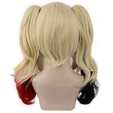 将图片加载到图库查看器，Morvally Multi-Color Ponytail Harley Quinn Wigs for Women Halloween Party Costume Cosplay (Blonde/black/Red)