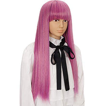 将图片加载到图库查看器，Morvally Long Straight Purple Wig for Kids Girls Decendants Mal Cosplay Wig