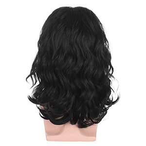 Morvally Mens 70s 80s Black Long Curly Big Hair Wig Glam Mullet Rocker Wig Perfect for Halloween, Cosplay, Themed Costume Party