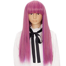 将图片加载到图库查看器，Morvally Long Straight Purple Wig for Kids Girls Decendants Mal Cosplay Wig