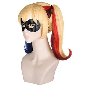 Morvally DC Supergirl Harley Quinn Wigs for Girls (Red/Blue/Blonde)