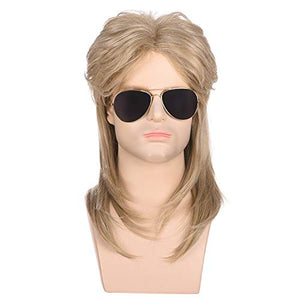 Morvally Men’s 70s 80s Mullet Style Blonde Hair Wig Glam Rock-Rocker Wig Perfect for Halloween, Cosplay, DIY Themed Costume Party