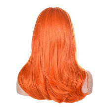 将图片加载到图库查看器，Morvally Long Wavy Ginger Orange Bangs Synthetic Wigs with Headband and Scarf for Women