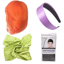 Load image into Gallery viewer, Morvally Long Wavy Ginger Orange Bangs Synthetic Wigs with Headband and Scarf for Women