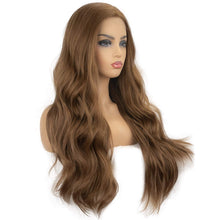 将图片加载到图库查看器，Morvally 22 Inches Long Golden Brown Wavy Lace Front Wigs for Women