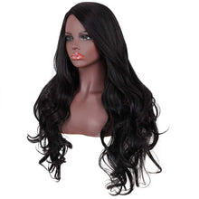 Load image into Gallery viewer, Morvally 28 Inches Long Black Wigs for Women - Natural Looking Wavy Heat Resistant Synthetic Hair Right Side Parting Replacement Wig