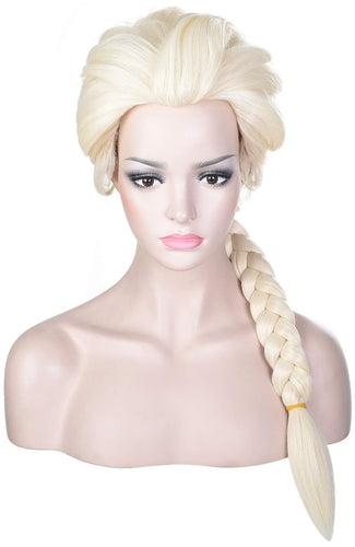 Morvally Women Blonde Braided Pigtail Wig for Elsa Cosplay Costume Halloween