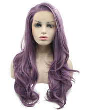 将图片加载到图库查看器，Morvally Fashion Purple Long Wavy Glueless Lace Front Wigs for Women