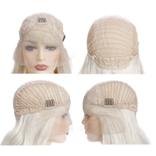 将图片加载到图库查看器，Morvally 60# Long Platinum White Lace Front Wigs Synthetic Hair Wigs for Women