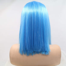 将图片加载到图库查看器，Morvally 12 Inches Short Straight Blue Lace Front Wigs for Women