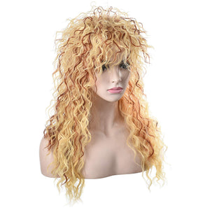 Morvally Women's 80s Blonde Long Curly Hair Wig | Hair Metal, Glam Rock-Rocker Wig | Adjustable Net Cap-Perfect Fit| Heat-Resistant Synthetic Fiber| Perfect for Halloween, Cosplay, DIY Themed Costume