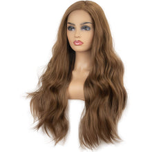 将图片加载到图库查看器，Morvally 22 Inches Long Golden Brown Wavy Lace Front Wigs for Women